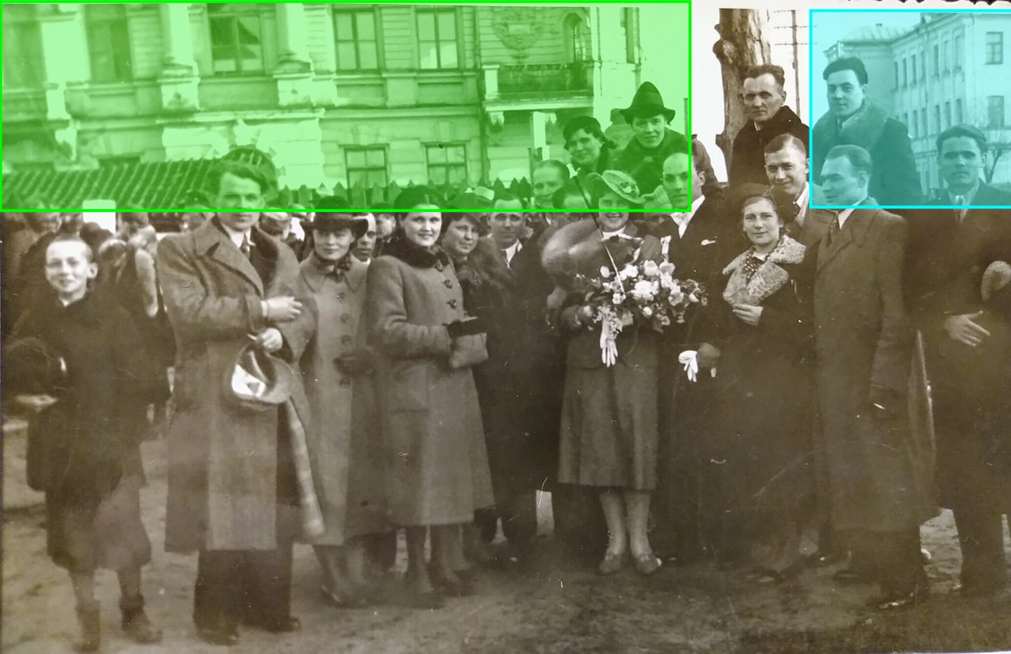 Žalią pastatą jau nustatėm. O kas buvo žydrame?